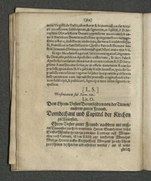Lit. O. Dem Ehren-Vesten Bernsfeldten von der Tinnen