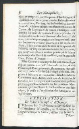 Explication De l'Arc Triomphal d'Orange
