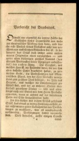 Vorbericht des Bearbeiters