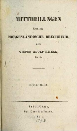 Mittheilungen über die Morgenländische Brechruhr, 1