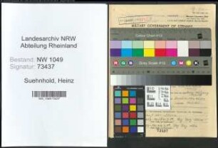 Entnazifizierung Heinz Suehnhold , geb. 28.05.1920 (Kaufmaennischer Angestellter)