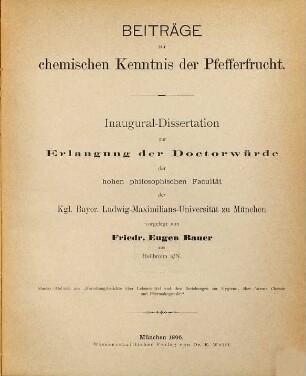 Beiträge zur chemischen Kenntnis der Pfefferfrucht ...