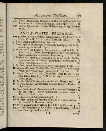 171-182, Antiquitates Profanae. - Numismatica.