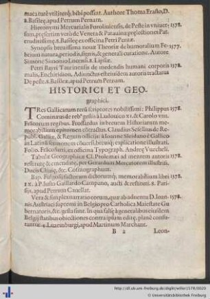 Historici Et Geographici.