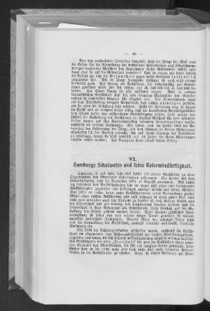 VI. Hamburgs Schulwesen und seine Reformbedürftigkeit.