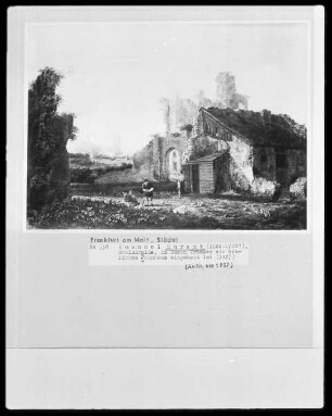 Schloßruine, in deren Trümmern ein ärmliches Wohnhaus eingebaut ist