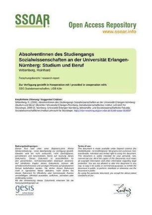 AbsolventInnen des Studiengangs Sozialwissenschaften an der Universität Erlangen-Nürnberg: Studium und Beruf
