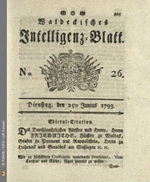 No. 26. Dienstag, den 25ten Junius 1793
