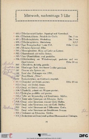 Mittwoch, nachmittags 3 Uhr (Nr. 495 - 690)