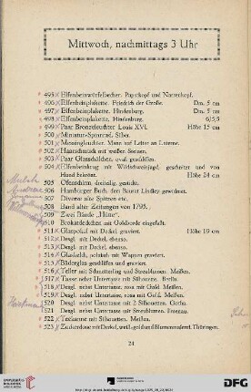 Mittwoch, nachmittags 3 Uhr (Nr. 495 - 690)