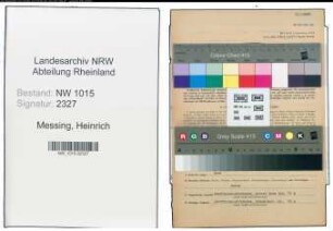 Entnazifizierung Heinrich Messing , geb. 10.01.1908 (Verwaltungsinspektor)