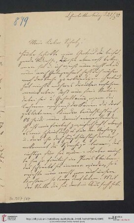 Briefwechsel Theodor Mommsen und Marie Mommsen geb. Reimer: Brief von Marie Mommsen an Theodor Mommsen