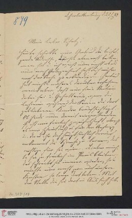 Briefwechsel Theodor Mommsen und Marie Mommsen geb. Reimer: Brief von Marie Mommsen an Theodor Mommsen