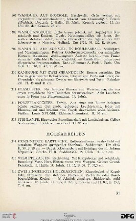 Holzarbeiten (Nr. 314-321)