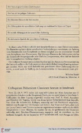 19: Colloquium Didacticum Classicum Sextum in Innsbruck