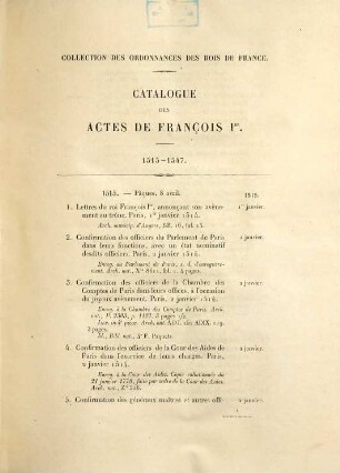 Ordonnances des rois de France, 1
