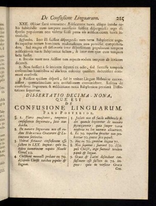 215-227, Dissertatio Decima Nona