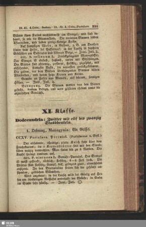 XI. Klasse. Dodecandria: Zwitter mit eilf bis zwanzig Staubbeuteln