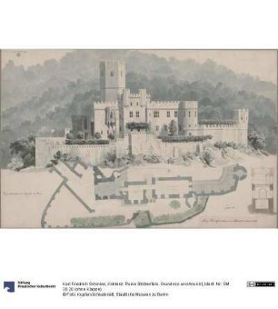 Koblenz. Ruine Stolzenfels. Grundriss und Ansicht