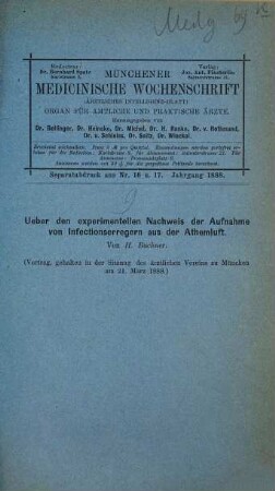 Kleine medizinische Abhandlungen : Separatabdrucke aus der Münchener medizinischen Wochenschrift. 9