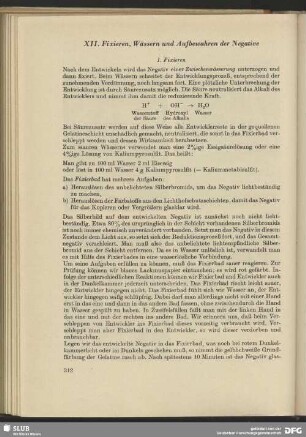 XII. Fixieren, Wässern und Aufbewahren der Negative