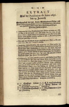 Extrakt Aus der Punctation de Anno 1697.