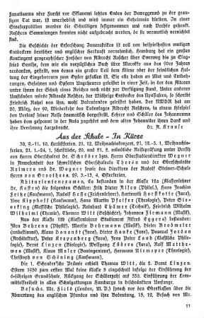 Aus der Schule - In Kürze