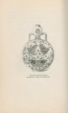 Pilgrim-shaped bottle, enamelled with butterflields