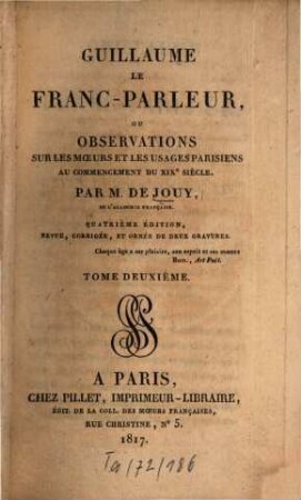 Oeuvres, 2,2. T. 2. - 4 éd. rev., corr. et orné de 2 grav. - 1817. - 334 S. : Ill.