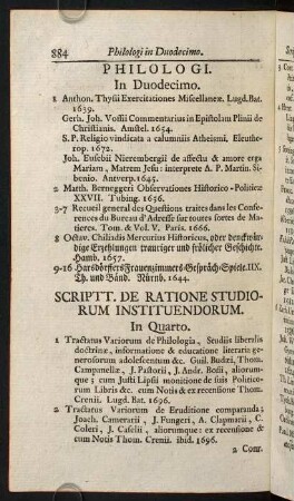 884-889, Scriptt. De Ratione Studiorum Instituendorum.