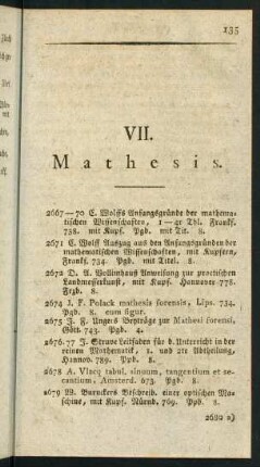 VII. Mathesis