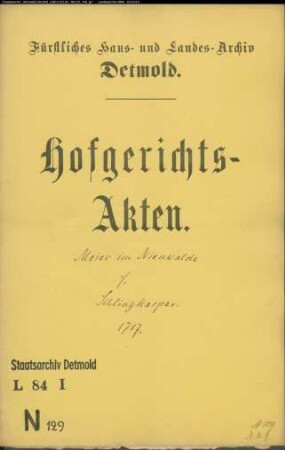 Nienwalde (Niewald), Meier im gegen Schlingkaspar im Nienhagen - Wiese und Land