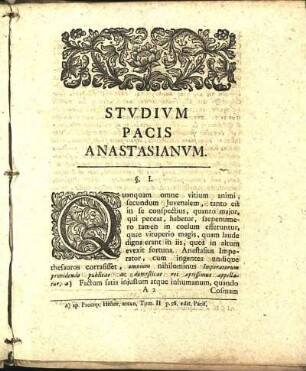 Stvdivm Pacis Anastasianvm. §. I. [bis §. X.]