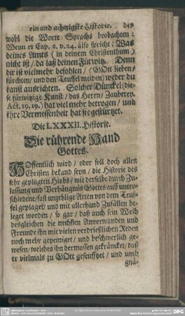 Die LXXXII. Historie. Die rührende Hand Gottes