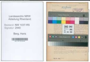 Entnazifizierung Hans Berg , geb. 13.10.1905 (Landgerichtsrat)