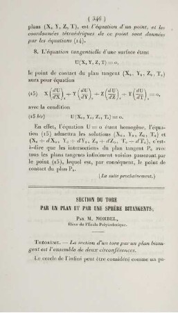 Section du tore par un plan et par une sphère bitangents.