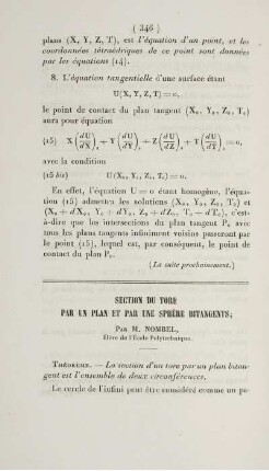 Section du tore par un plan et par une sphère bitangents.