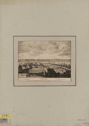 Ansicht von Schloss Barby, Kupferstich, um 1750? : Barby : Schloß, Seminarium / [Richter del.]. - [S.l.] , [um 1750?]. - 1 Kunstbl. : Kupferst. ; 23 x 16 cm