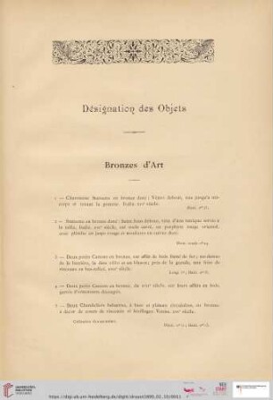 Bronzes d'Art (Nr. 1 - 13)