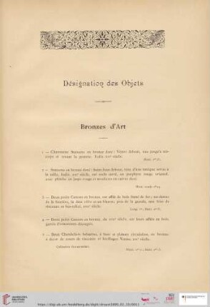 Bronzes d'Art (Nr. 1 - 13)