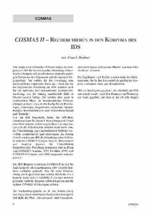 COSMAS II - Recherchieren in den Korpora des IDS