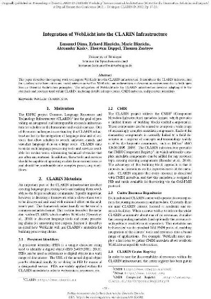 Integration of WebLicht into the CLARIN infrastructure