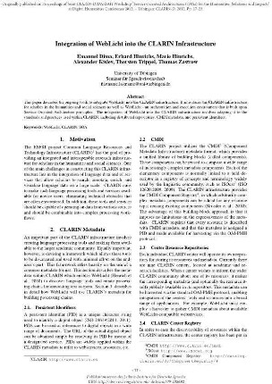 Integration of WebLicht into the CLARIN infrastructure