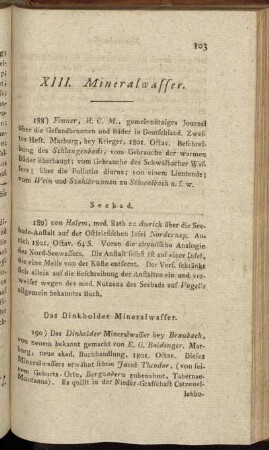 XIII. Mineralwasser.