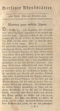 31tes Blatt. Den 5ten November 1810.