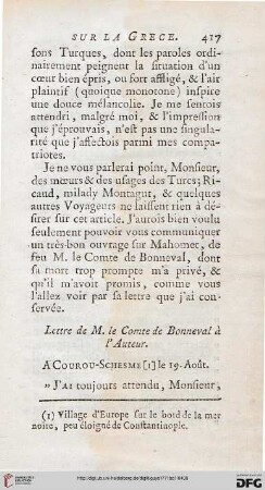 Lettre de M. le Comte de Bonneval à l’Auteur