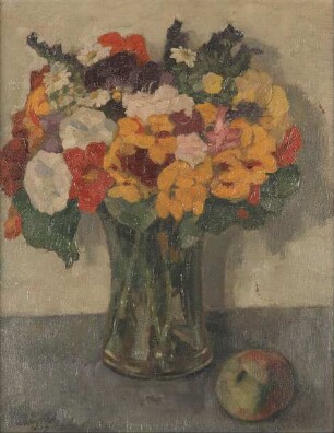 Blumenstillleben mit Apfel
