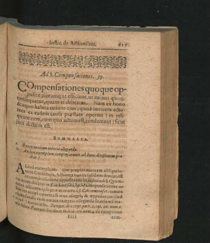 Ad § Compensationes 39. Compensationes quoque oppositae plerumque efficiunt, ut minus quiisque ...