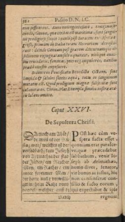 Caput XXVI. De Sepultura Christi.