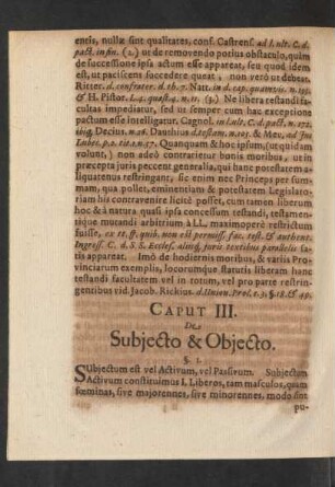 Caput III. De Subiecto & Obiecto.